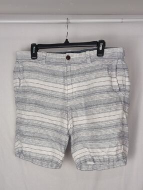 J CREW Men's 34 Stanton Linen Blue Striipe Shorts